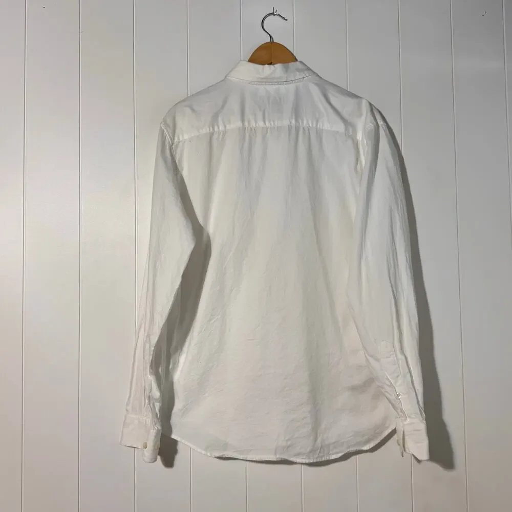 Banana Republic Mens Large White Cotton Untucked Button Down Shirt